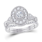 14kt White Gold Womens Round Diamond Bridal Wedding Engagement Ring Band Set 1.00 Cttw (Certified)